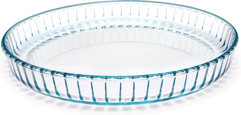 Pie Plate 10.5 Inch, Oven Glass Pie Pan for Baking Pie Crust, Clear Baking Dish with Rippled Edge
