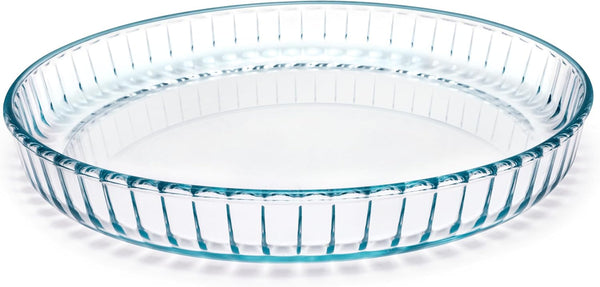 Pie Plate 10.5 Inch, Oven Glass Pie Pan for Baking Pie Crust, Clear Baking Dish with Rippled Edge
