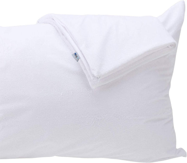 Feather Proof Pillow Protectors with Zipper, Standard Size 2 Pack - 100% Waterproof, Down Proof, Terry Surface