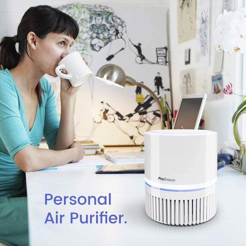 Pro Breeze Small Air Purifier HEPA - True HEPA Filter, 99.7% Smoke, Dust, Pollen, Desktop Air Purifier