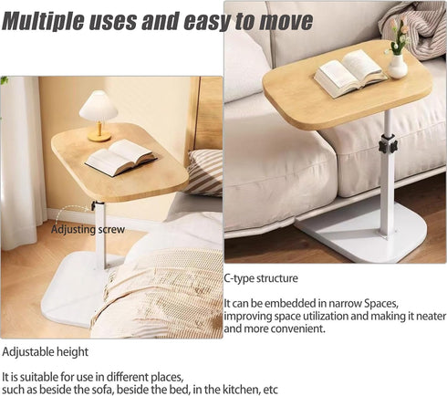 360 Pedestal Adjustable c Table for Small SpacesC Shaped End Table Desktop can Turn and The Height of The Sofa Small TV