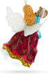 Angel Playing Music on Harp Blown Glass Christmas Ornament