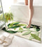 Green Leaves Bath Mats - Non-Slip Soft Microfiber Absorbent Doormat, Boho Carpet for Bathroom Floor