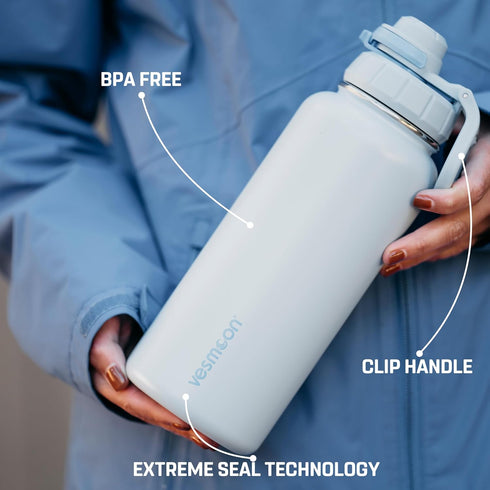 24 Oz 24 Vesmoon Vessence Stainless Steel Tea Infuser Bottle for Loose Leaf Tea, Water, Herbs, Fruits - Triple Layered