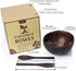 Vikra Set of 4 Vietnamese Coconut Bowls with Spoons and Forks, 100% Natural Handmade Eco-Friendly Kitchen Bowls