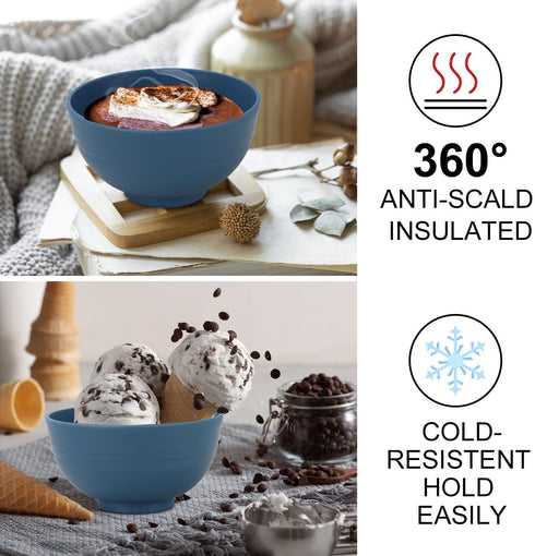 Wheat Straw Small Bowls 10oz Set of 8 - Unbreakable Dessert Bowls for Kids, Microwave & Dishwasher Safe Appetizer Bowls