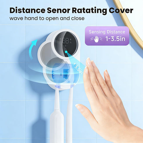 Toothbrush Holder and Cleaner Razor Holder/Dryer Light Cleaning and Air Drying Automatic Ratating Cover Rechargeable