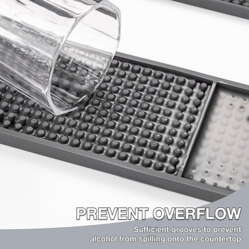 Noverlife 2PCS Bar Mats for Countertop, 24x3in Flexible Spill Mats, Non-Slip Gray Rubber Cocktail Mats for Kitchen
