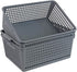 Farmoon Grey Plastic Weave Organizer Basket, 3 Packs of Plastic Storage Baskets