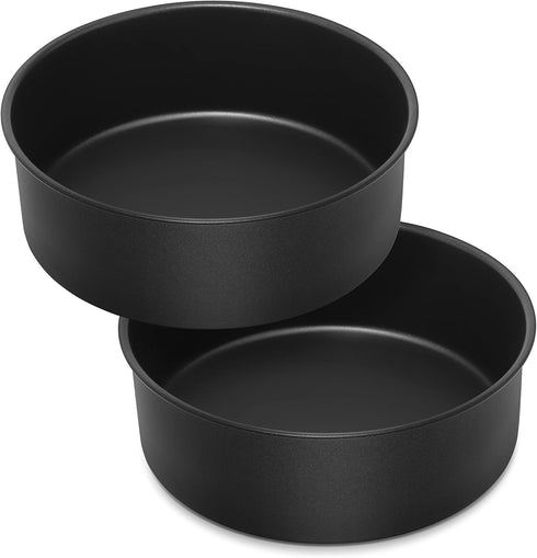 E-far 8 x 3 Inch Cake Pan Set of 2, Nonstick Stainless Steel Round Pans for Baking Birthday Wedding Layer Cakes