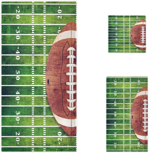 Naanle Stylish American Football Field and Ball Soft Luxury Decorative Set of 3