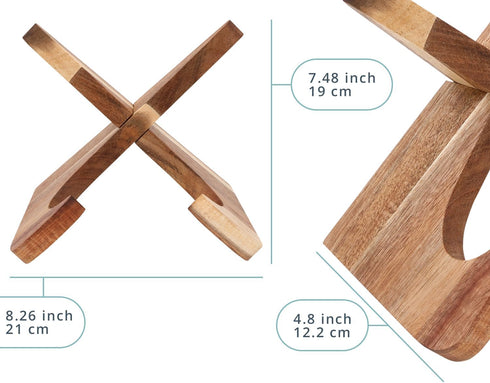 Comfify Cookbook Stand: Acacia Wood Recipe Book Holder for Kitchen Counter, Rustic Vintage Brown
