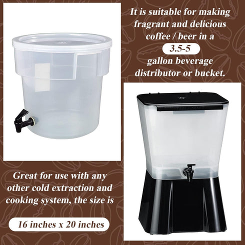150 Pieces Brew Bags 16"*20", Large Commercial Cold Brew Coffee Filters for 5 Gallon System, Home Brewing