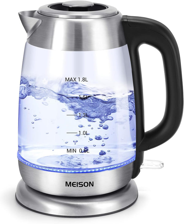 Speed-Boil Electric Tea Kettle: Glass for Boiling Water, 1.8 Liter, Auto Shut-Off & Boil-Dry Protection, 2 Year Warranty