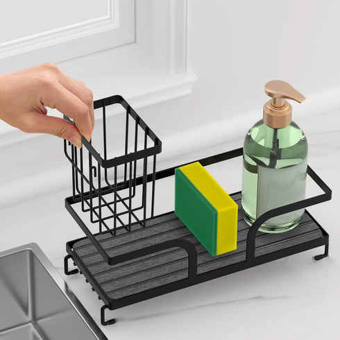 Uninol 9.7" 4.2"x 3.2" Organization,2PCS Sponge Holder for Kitchen Sink,Sink Caddy Organizers with Stone Drying Tray