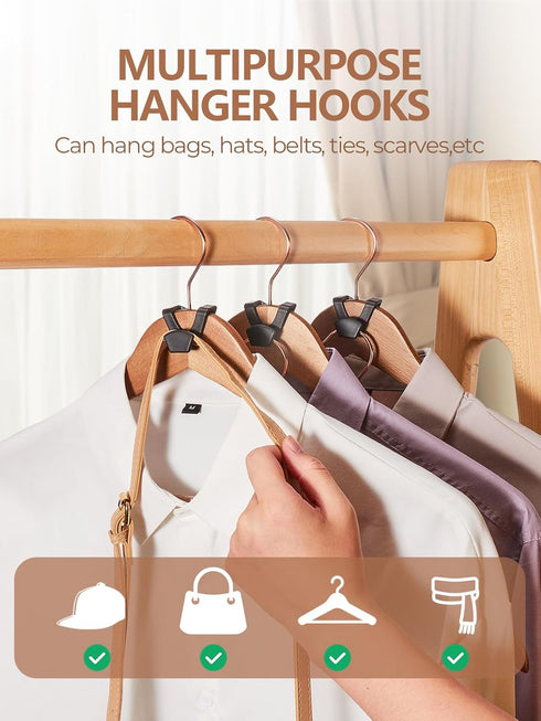 HOUSE DAY 60 Pack Space Saving Hanger Hooks, Black Heavy Duty Connector Hooks for Closet Organizers and Storage