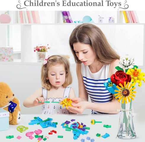 Flowers Bouquet Building Set, 980 PCS - 12 Kinds of Flowers, Botanical Collection for Mother's Day, Birthdays, Gifts