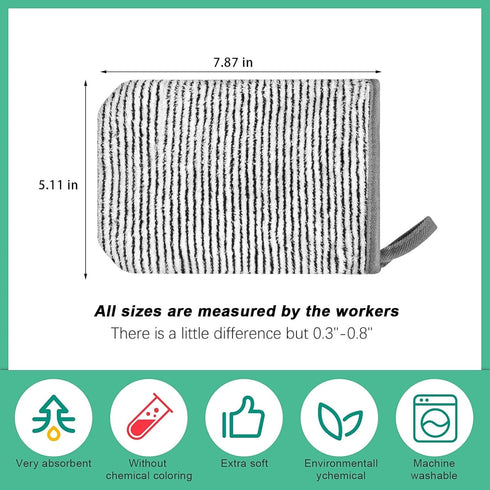 PHOGARY 8 Pack Striped,7.8X 5.1in Microfiber Wash Mitts for Face Body, Soft Face Shower Bath Mitt Coral Fleece