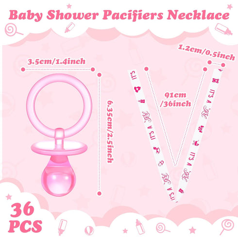 36 Coume Pcs Shower Party Pacifiers Necklace Acrylic Pacifiers Party Favors Charm Necklace for Shower Decorations
