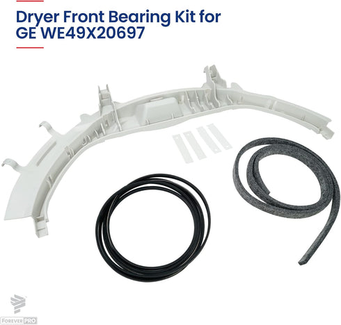 ForeverPRO WE49X20697 GE Dryer Bearing Kit - Includes Belt, Felt, Guide Slides, and Support Slides