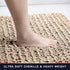Walensee Non Slip Bathroom Rug (32x20 Inch Beige), Water Absorbent Super Soft Shaggy Chenille Mat