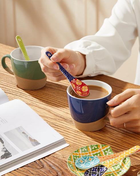 Ceramic Coffee Spoons Set of 6, Colorful Teaspoons for Espresso, Dessert, Tea, Dishwasher & Microwave Safe