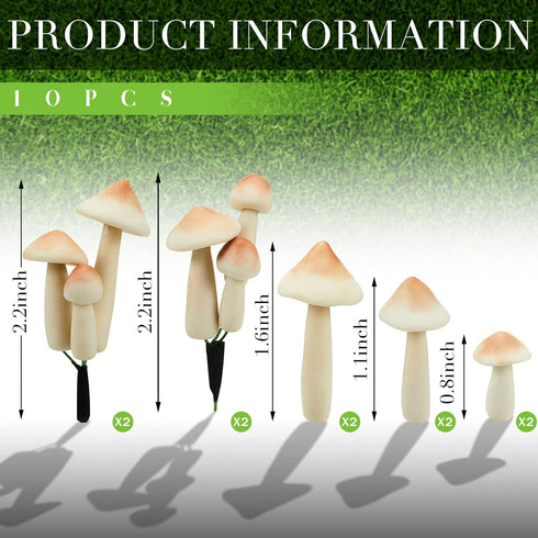 10 Taiyin Pcs Luminous Mushroom Miniature Garden Mushrooms Outdoor Decor Waterproof Glow in The Dark Yard Decor