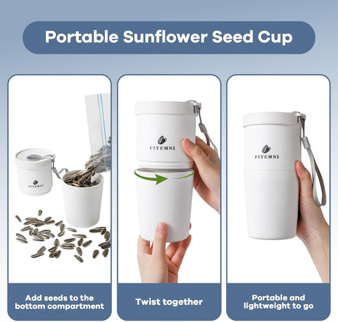 FIYEMNI Portable Sunflower Seed Cup with Seed Organizer and Shell Storage, Seed Snack Spit Cup for Outdoor, in Car