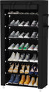Calmootey 7 Tier Shoe Rack Organizer,Portable Shoe Shelf with Nonwoven Fabric Cover