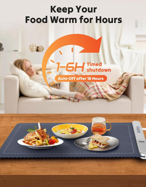 Aloihoy 6 Setting, Electric Warming Tray with Temperature Rollable & Portable, Full Surface Heating Food Warmer