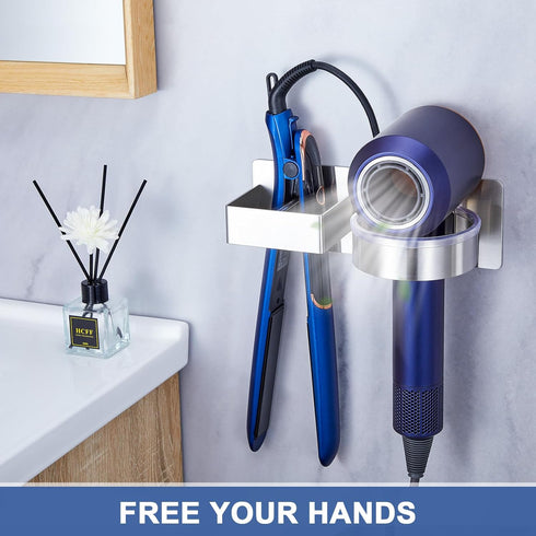 Hair Dryer Holder Wall Mounted, Hair Tool Organizer for Bathroom, Stainless Steel Hanger for Curling Iron