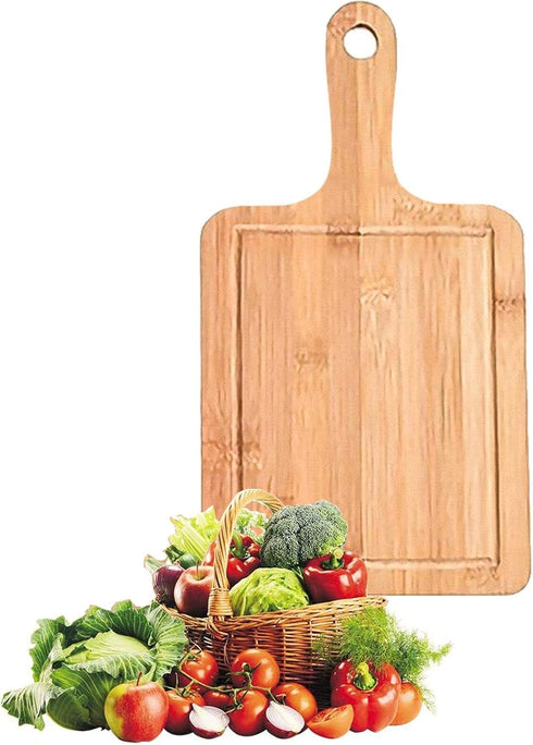 Bamboo Cutting Board Set 3PCS, Meat Chopping Boards, Pizza Peel Paddle with Handle for Baking