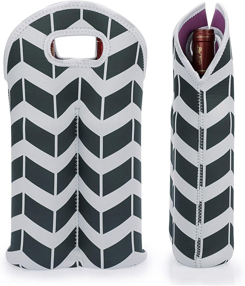 Hipiwe 2 Wine Carrier Tote Bag for Bottles - Neoprene Wine Bottle Holder with Carry Handle, Wine Protective Bag