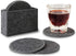 Drink Coasters Set of 6 with Holder - Dark Gray Round Water Absorption Felt Mat, 3.94 Inches Diameter