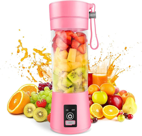 E&M's Portable Blender & Juicer Combo, USB Rechargeable, Pink, Medium