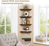 Set 4, Forbena Floating Corner Shelves for Wall of Small Corner Bookshelf for Bedroom Books, Round Wooden Corner Shelf