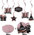 LINGTEER Happy 100th Birthday Decorations, 12 Pcs Black & Rose Gold Foil Swirls Streamer Set for 100 Years Old