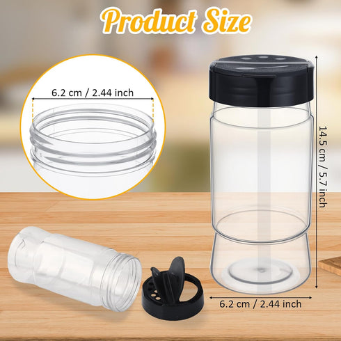 30 Pack 10.1 oz Mimorou Plastic Spice Jars with Shaker Lids Clear Seasoning Containers Bottles for Kitchen Storing
