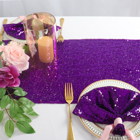 12inx108in ShinyBeauty Sequin Table Runner with Tassel Purple, Dining Table Runner Sequin Hotel Coffee Table Runners