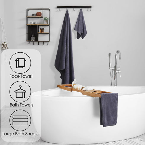 24 Set: 2 4 6 8 4 Mixweer Piece Dark Grey Microfiber Absorbent Towel Oversized Bath Sheets, Bath Towels, Hand