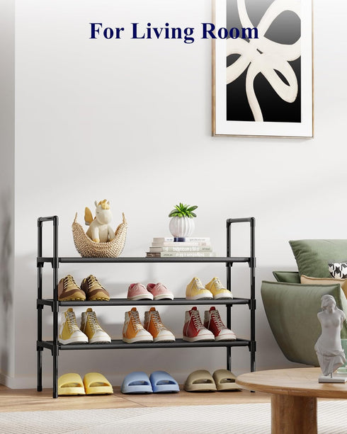 3-Tier Closet, 27.6" 3 Kitsure Shoe Rack - Shoe Organizer, Shoe Rack for Entryway, Bedroom, Easy- Assembly Storage