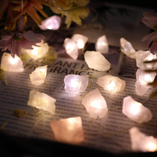 Rose Quartz Fairy Lights Pale Pink Crystal Decorative String Lights Color Changing