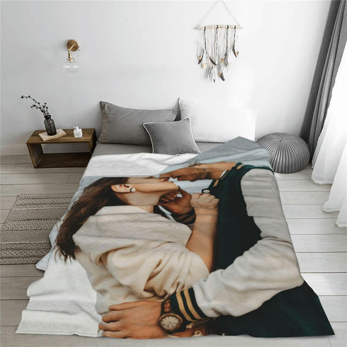 Custom Blanket with Picture Text Personalized Valentines Gift for Girlfriend Boyfriend Customized Throw Blanket