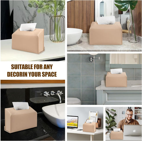 SILFGRLF Stylish Tissue Box Cover Holder Compatible with Kleenex Disposable Paper Hand Towels, Leather Wall-Mounted
