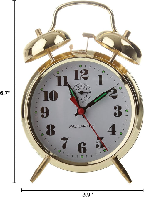 AcuRite Vintage Twin Bell Alarm Clock, Model 15605
