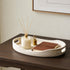HOLOLA 14x10 inches, Countertop Natural Travertine Textures Serving Tray with Handles - Beaded Oval Decorative Tray