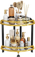 2 Countertop Counter 9''W 9''L 13.78''H Tier Bathroom Organizer XL Corner Shelf, Black Gold Bathroom Organizers, Large