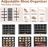 Adjustable Storage Bins for Closet, 16Pairs Wardrobe Clothes Organizer, Shoe Bin, Closet Storage Solution with Clear