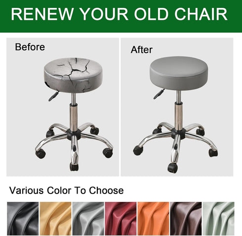 Set 4, 12-15 Inch FUANGUI Bar Stool Covers Round of Waterproof PU Seat Covers With Elastic Bands, Chair Covers Washable