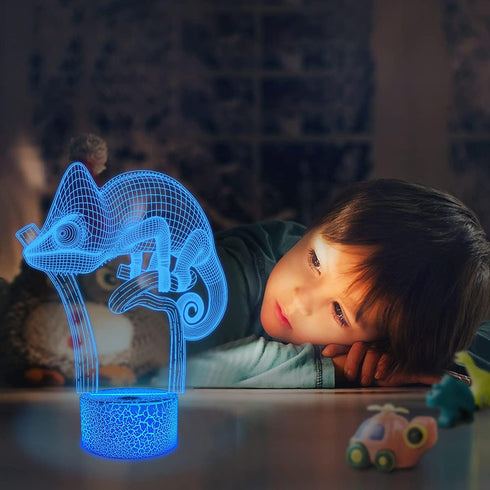 3D 16 FULLOSUN Chameleon Night Light Lizard Projection LED Lamp Baby Nursery Nightlight for Kids' Room Home Decor Xmas